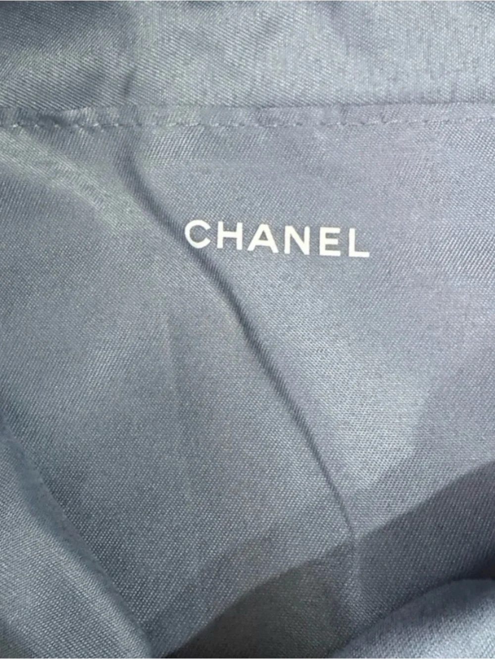CHANEL Light Blue Drawstring Pouch with CC Logo